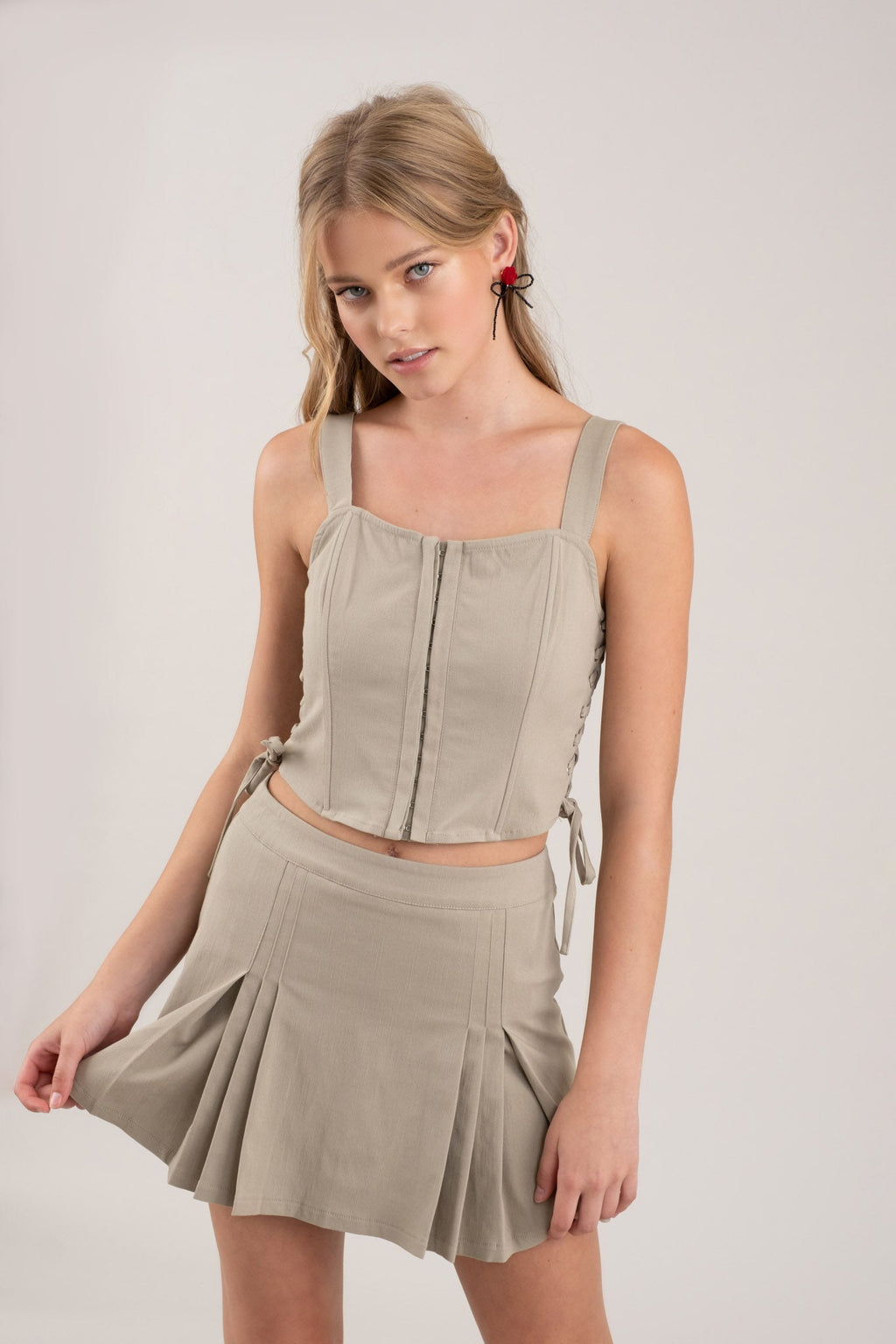 Pleated Mini Skirt With Shorts