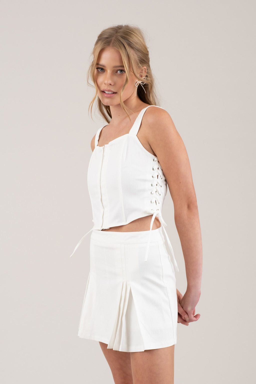 Pleated Mini Skirt With Shorts