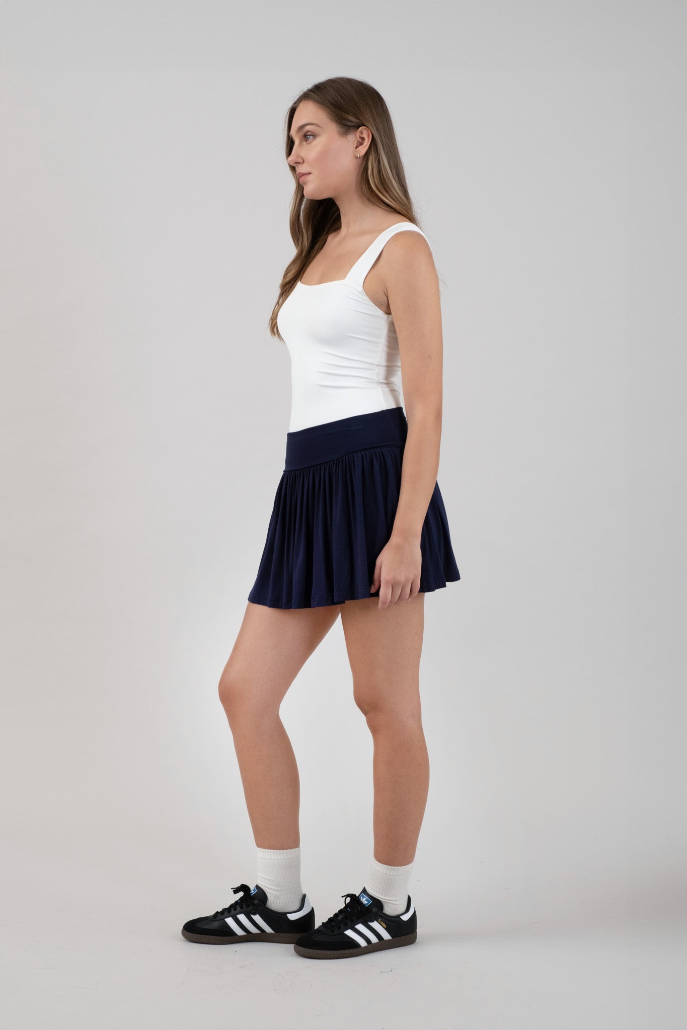 Wide Waistband Tennis Mini Skirt With Shorts