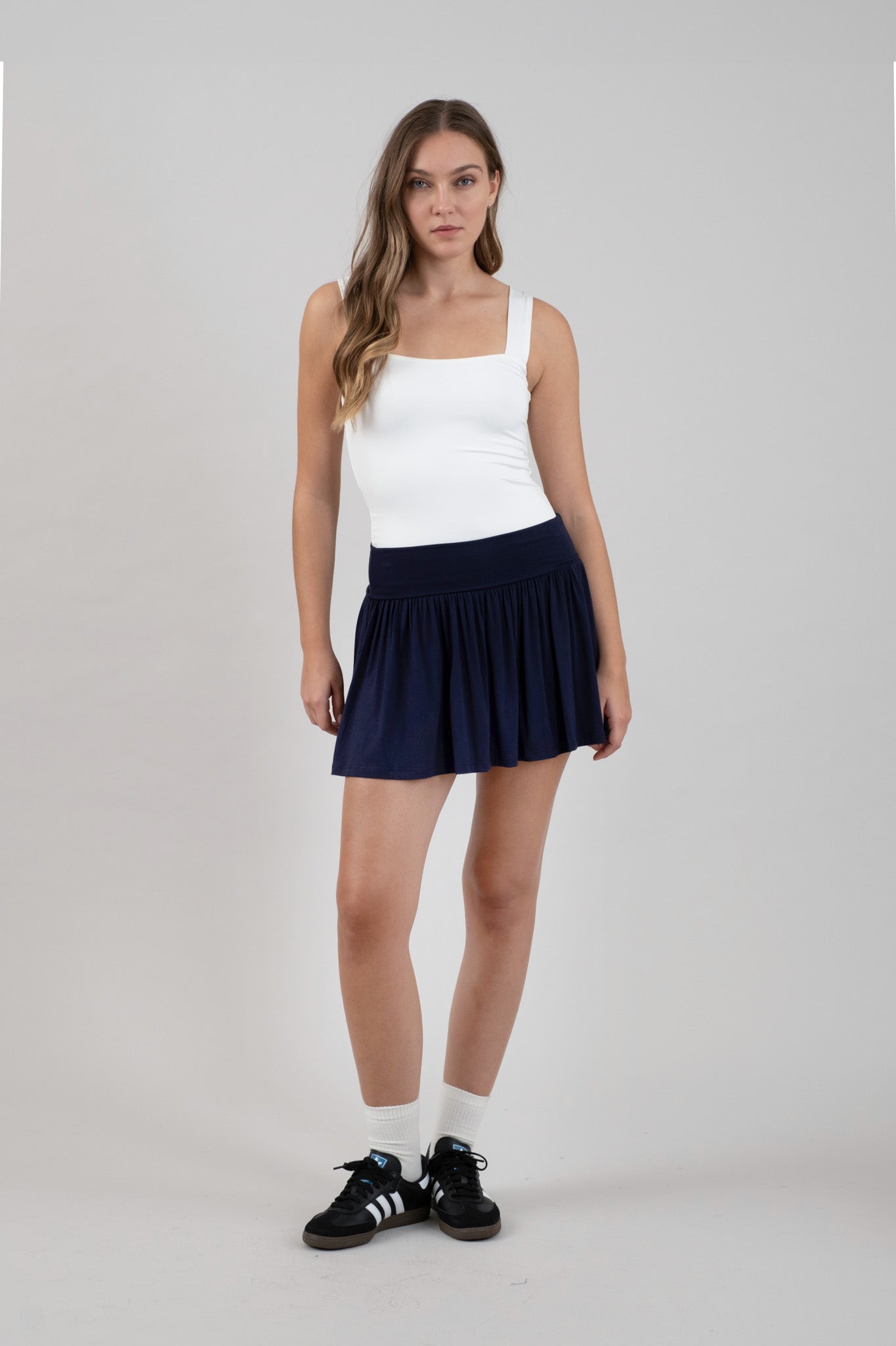 Wide Waistband Tennis Mini Skirt With Shorts
