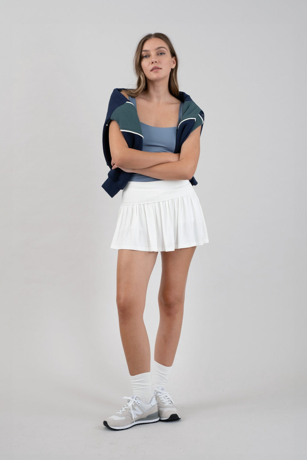 Wide Waistband Tennis Mini Skirt With Shorts