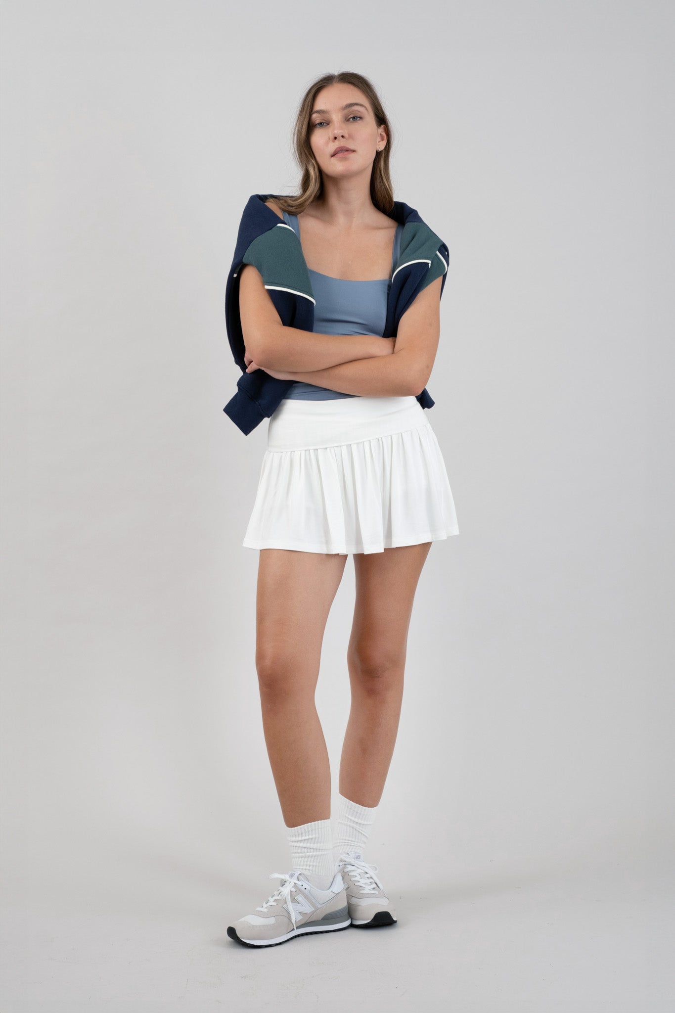 Wide Waistband Tennis Mini Skirt With Shorts