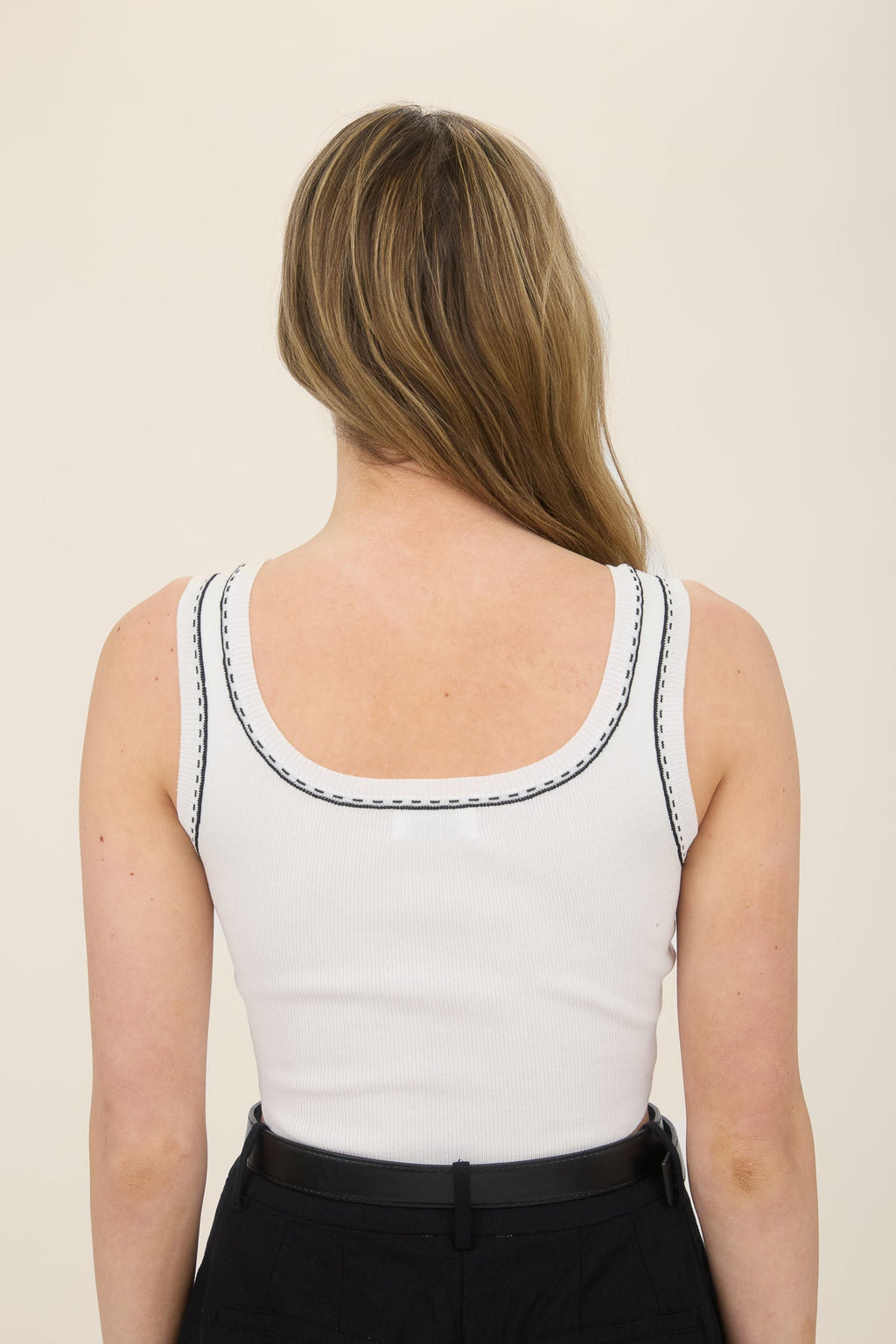 Contrast Line Stitch Detail Sweater Knit Crop Top
