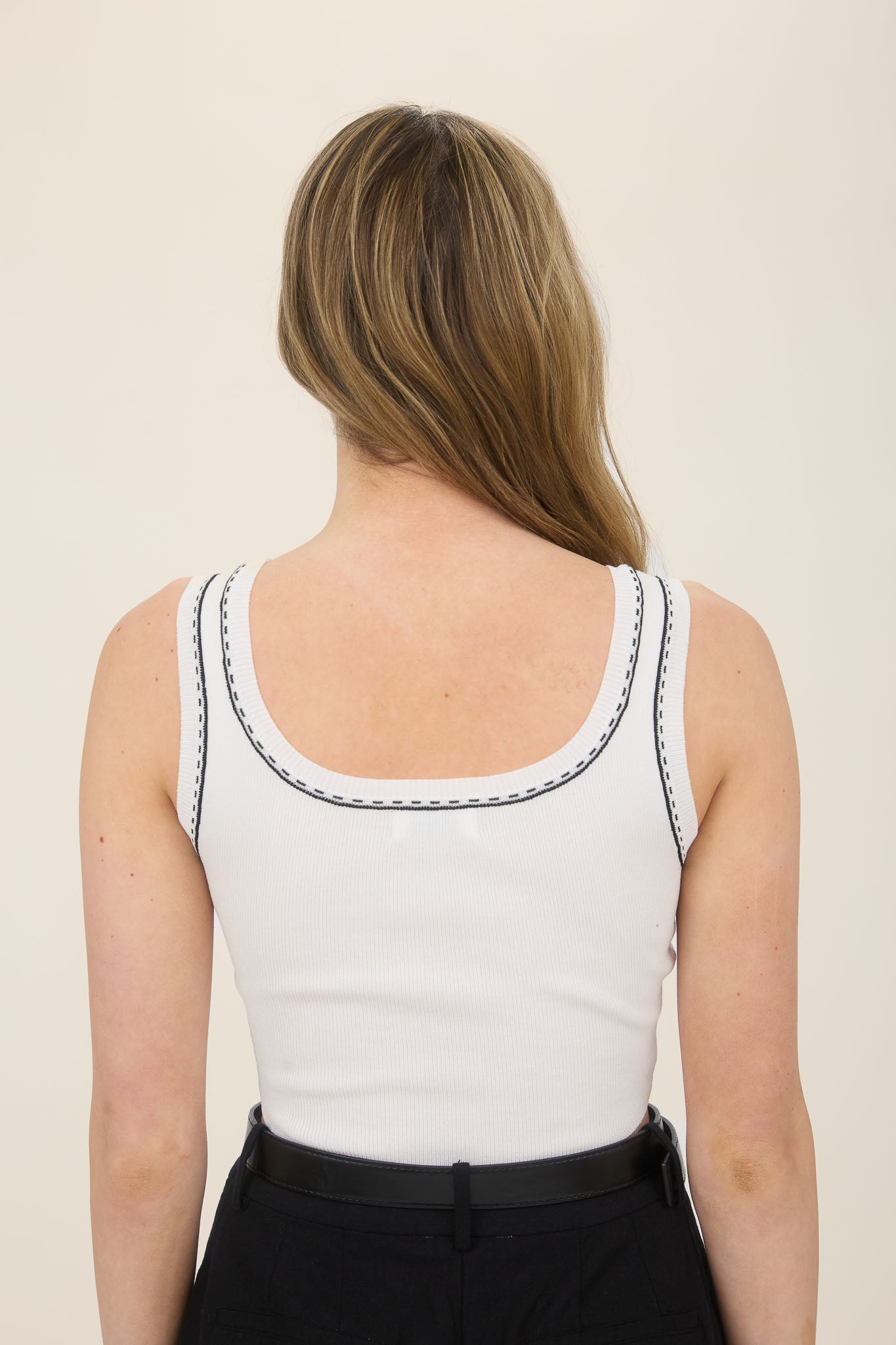 Contrast Line Stitch Detail Sweater Knit Crop Top