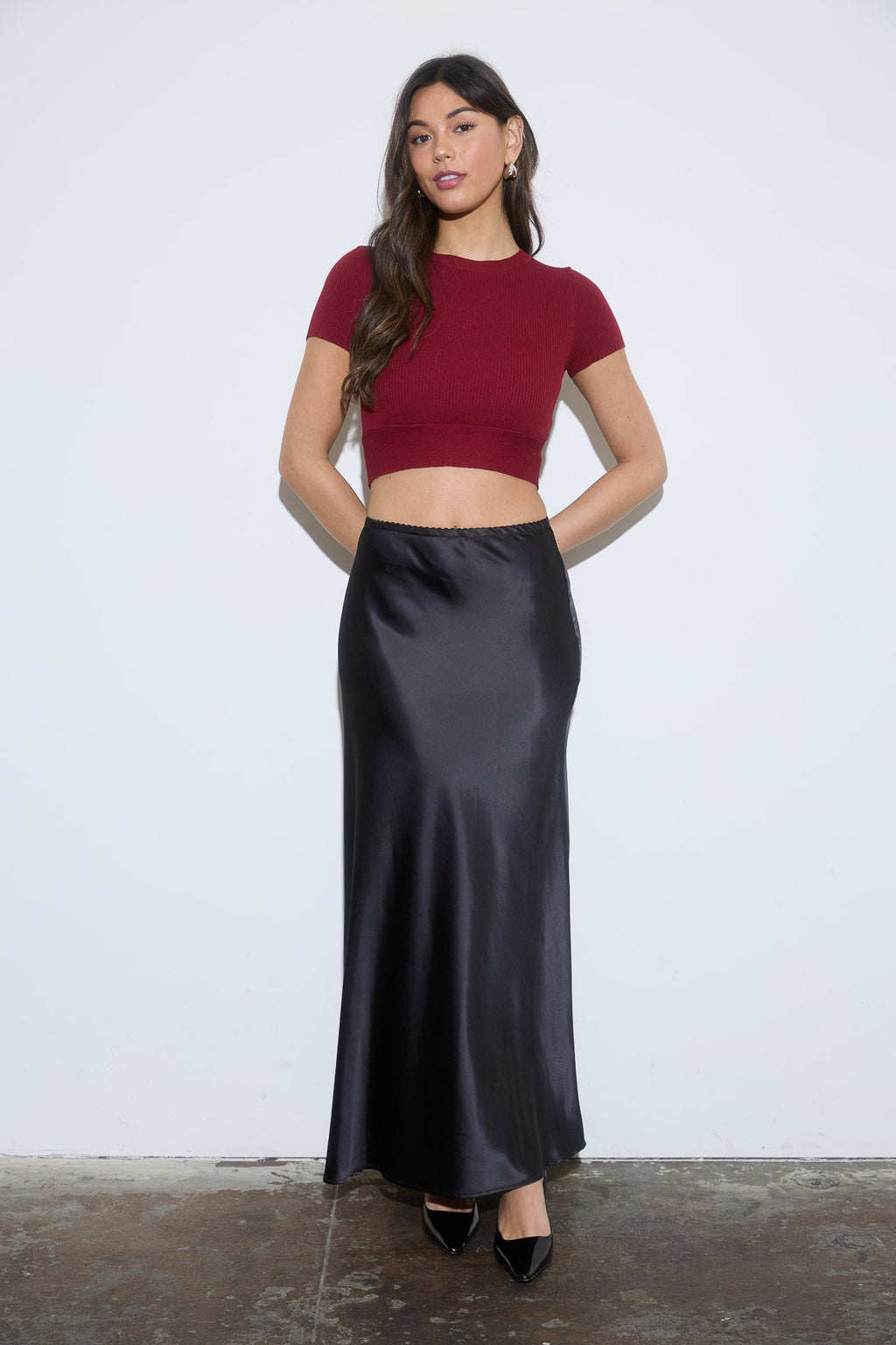 Back Tie Short Sleeve Sweater Knit Crop Top